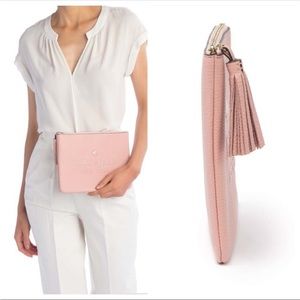 🦚HP🦚 Kate Spade Sienne Pink Leather Logo Clutch